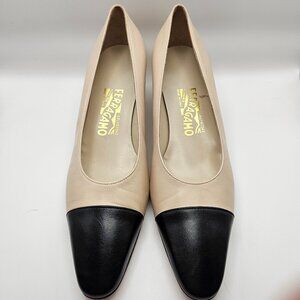 Salvatore Ferragamo Cap-Toe Leather Pumps – Size 7B